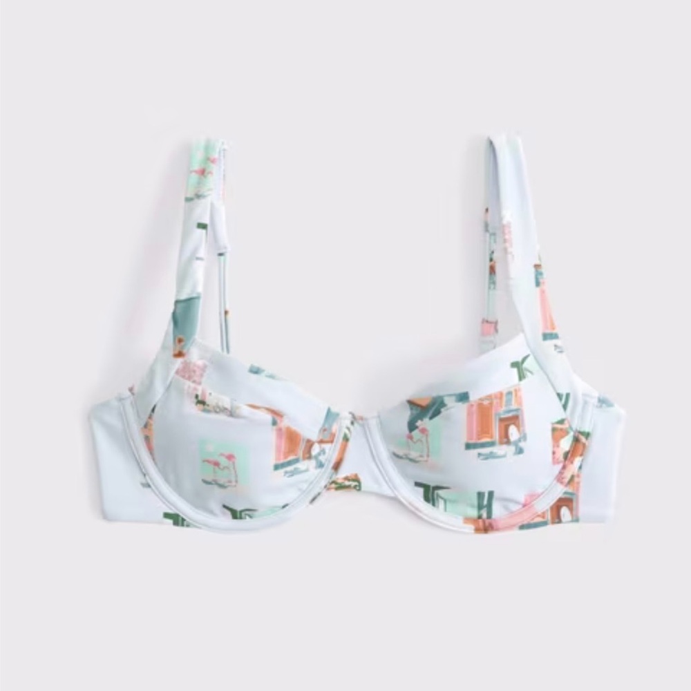 Light Blue Printed Underwire Bikini Top
